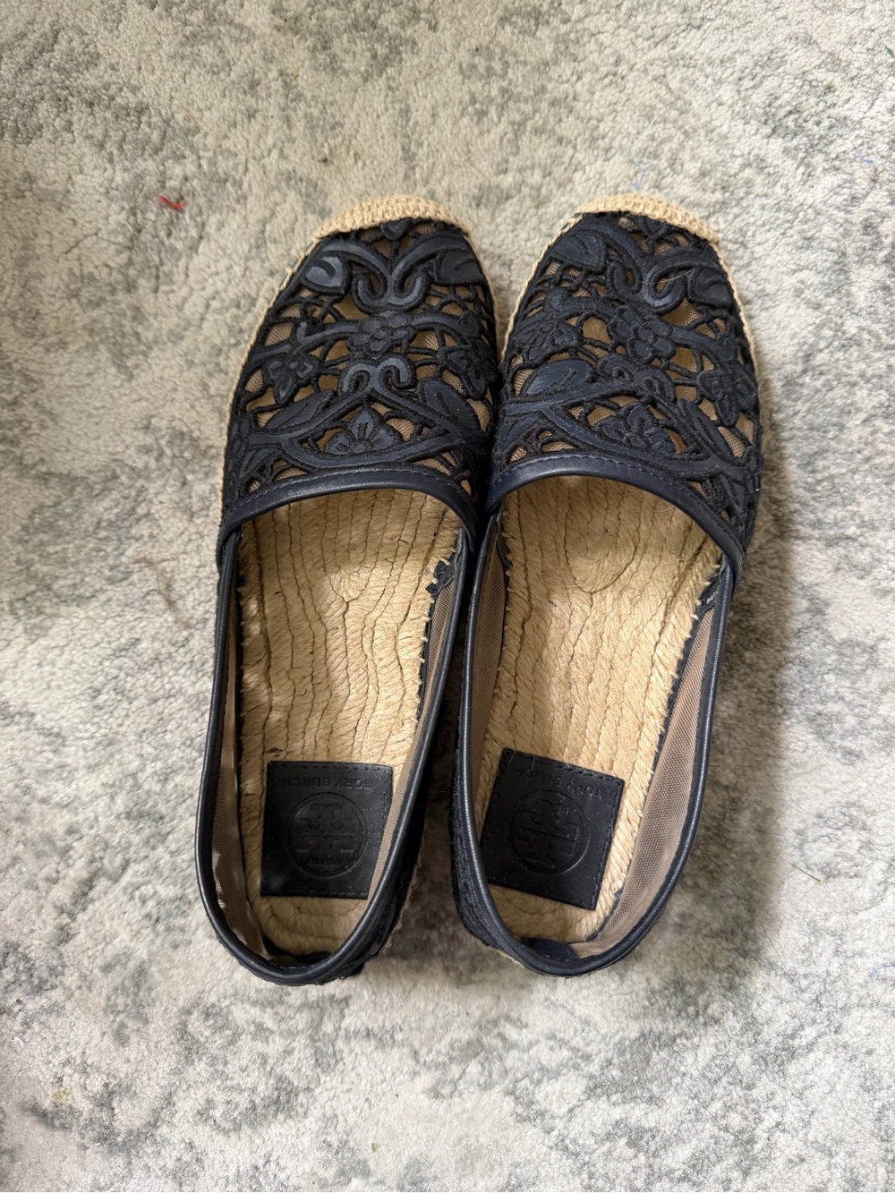 Black Tory Burch Lace Espadrilles Sz 7.5 - Picture 6 of 6